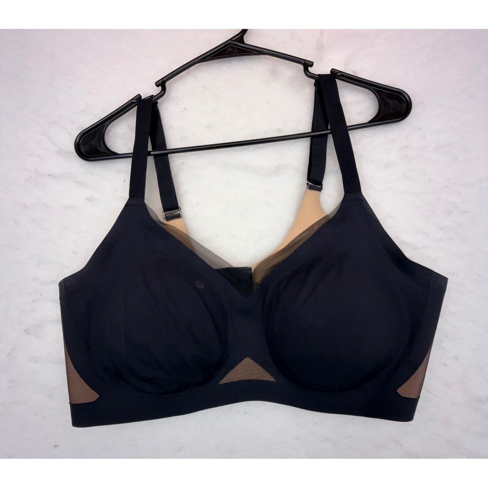 Honeylove Crossover Bra Black Sand Wireless Mesh Support 1X HLSWBR0302